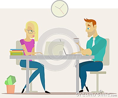 Business people in office Vector Illustration