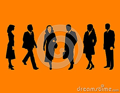 Business people on orange Vector Illustration