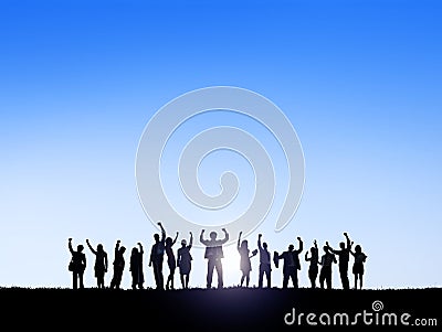 Business People Outdoors Celebrating Success Stock Photo