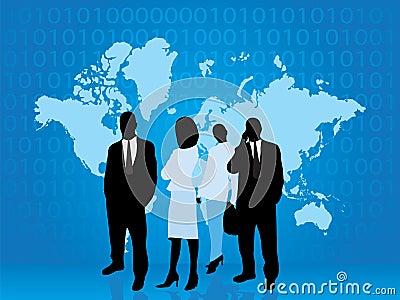 Business people part of technology world Vector Illustration