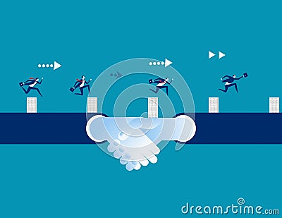 Business people and partners conquering adversity. Concept business vector illustration, Competition Vector Illustration