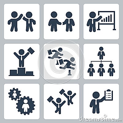Business people, partnership and competition icon set Vector Illustration