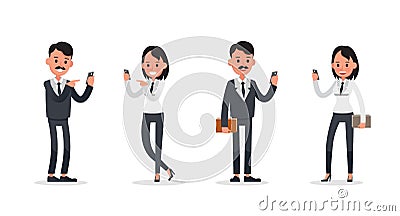 Business people poses action character vector design no5 Vector Illustration