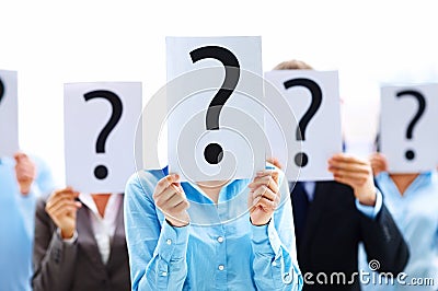 Business people with question mark Stock Photo