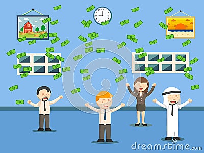 Business people are receiving salaries in the office Vector Illustration