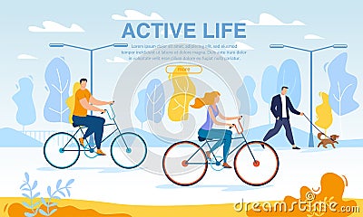 Business People Riding Bikes Active Life Poster Vector Illustration