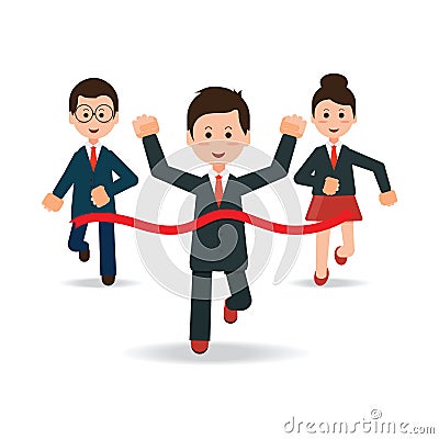 Business people running race competition Vector Illustration