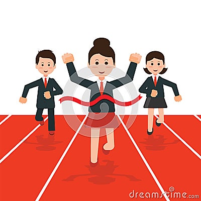 Business people running race competition Vector Illustration