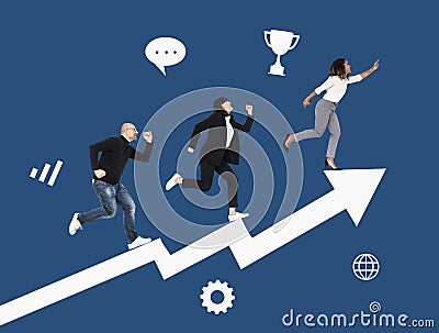 Business people rushing towards success Stock Photo