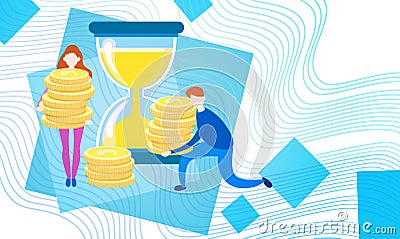 Business People With Sand Watch Coin Money Currency Rich Businesspeople Finance Success Vector Illustration