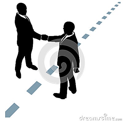 Business people shake hands agree on dotted line Vector Illustration