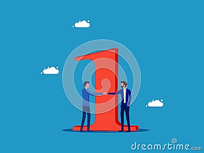 business people shaking hands agreeing to be the first in business Vector Illustration