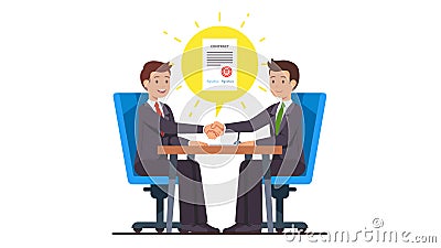 Business people shaking hands after closing deal Vector Illustration