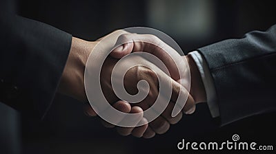 Business people shaking hands, teamwork, finishing up a meeting, Negotiations were successfully. Generative AI Stock Photo