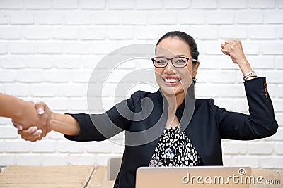 Business people shaking hands to congratulate the agreement Stock Photo