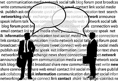 Business people share social network talk bubbles Vector Illustration