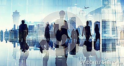 Business People Silhouette Cabin Crew Airport Professional Occupation Stock Photo