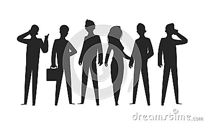 Business people silhouettes. Businesswoman professional person office team group man ad woman. Vector silhouettes Vector Illustration