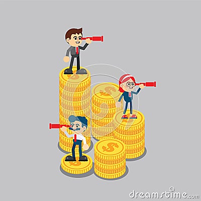 Business People Stand On stack of coin Vector Illustration
