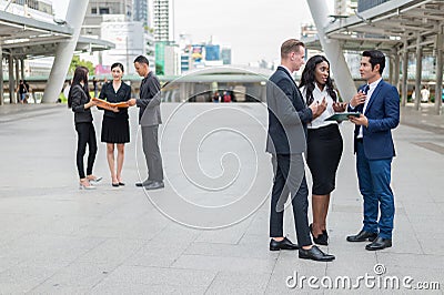 Business people discussing ideas for business future. multi culture of business people, African, Caucasian and Asian. Stock Photo