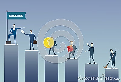 Business People Standing Financial Bar Graph Group Concept Businesspeople Team Vector Illustration