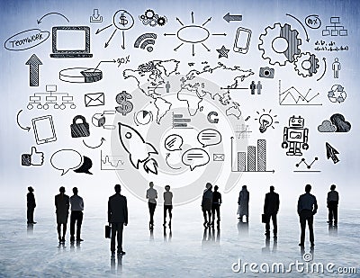 Business people strategic planning with symbol Stock Photo