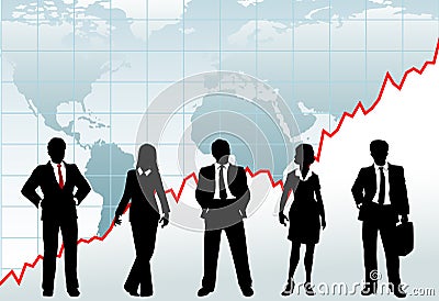 Business people success chart global growth world Vector Illustration