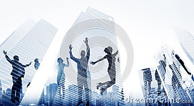 Business People Success Excitement Victory Achievement Concept Stock Photo