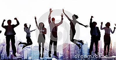 Business People Success Excitement Victory Achievement Concept Stock Photo