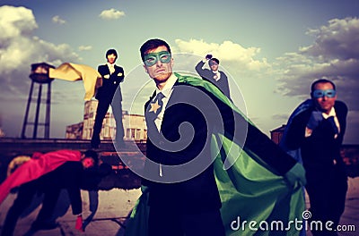 Business People Superhero Confidence Team Work Concept Stock Photo