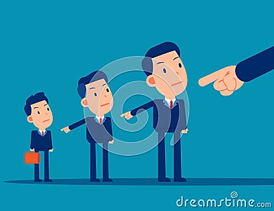 Business people team lay the blame at someone. Slander and responsibility Vector Illustration