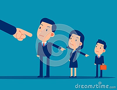 Business people team lay the blame at someone. Slander and responsibility Vector Illustration