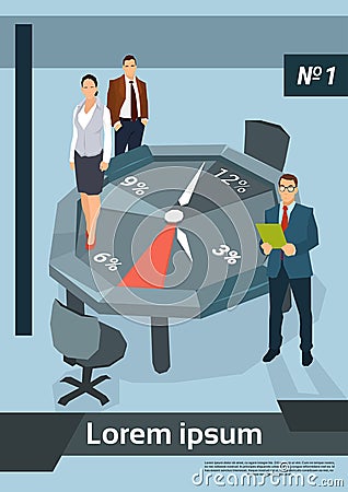 Business People Team Office Desk Clock Time Concept Vector Illustration