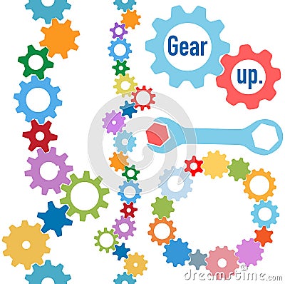 Business people team in technology gears Vector Illustration