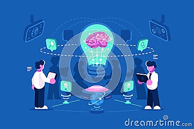 Business people team thinking and brainstorming Vector Illustration