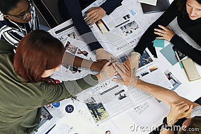 Business People Teamwork Cooperation Hands Together Stock Photo