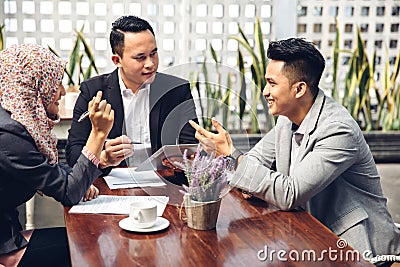 Business people technology and teamwork concept Stock Photo