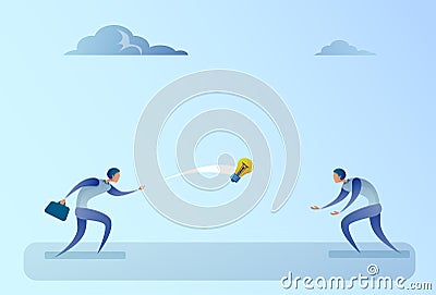 Business People Throwing Light Bulb Idea Teamwork Concept Vector Illustration