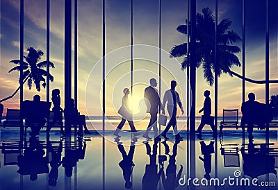 Business People Travel Beach Trip Airport Terminal Concept Stock Photo