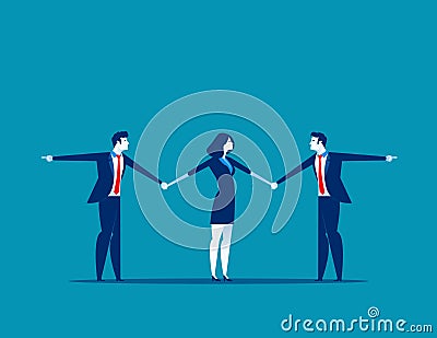 Business people tugging a man. Concept businesss vector illustra Vector Illustration