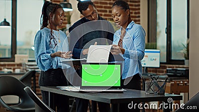 Business people using greenscreen Stock Photo