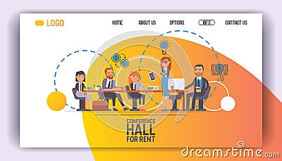 Business people vector web page team of professional people work in office and businessmen working in teamwork together Vector Illustration