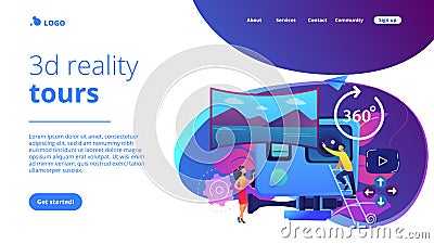 Virtual tour concept landing page. Vector Illustration