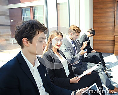 Business people waiting for the job interview. Stock Photo