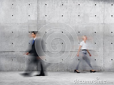 Business People Walking Blurred Motion Sparse Empty Concept Stock Photo