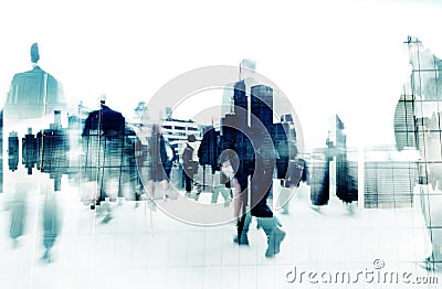 Business People Walking In a City Stock Photo