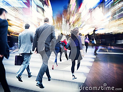 Business People Walking Commuter Travel Motion City Concept Stock Photo