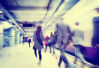 Business People Walking Commuter Travel Motion City Concept Stock Photo