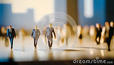 business people walking, going to workin business district. job concept, miniature figure ,ai generated Stock Photo