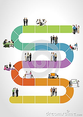 Business people on work flow Vector Illustration